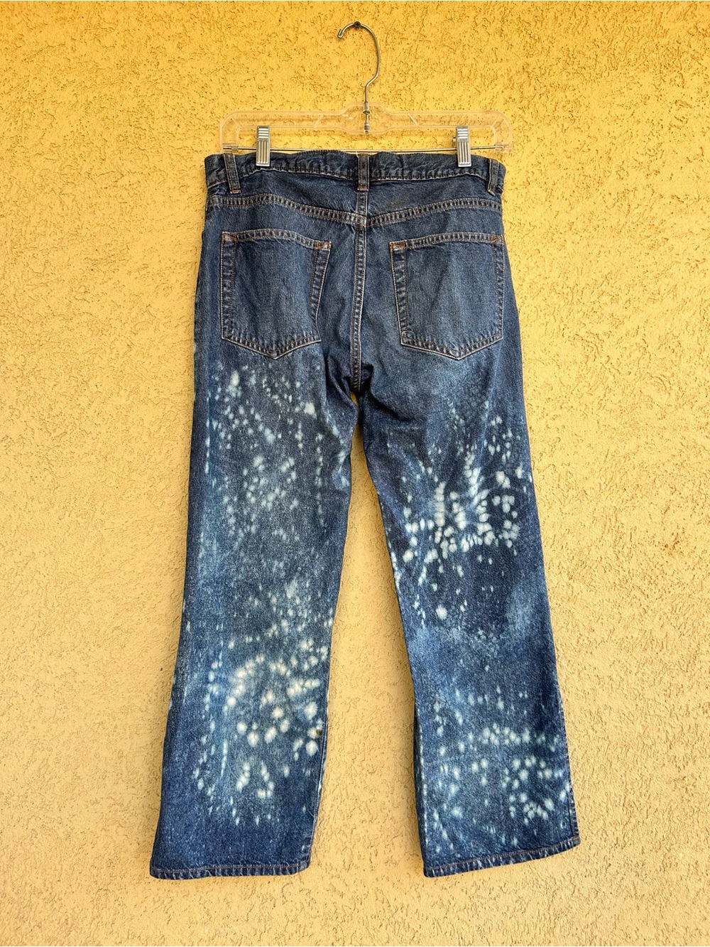 Handmade Bleach Dyed Doily Couture Upcycled Gap Capri Jeans - Picture 6 of 7